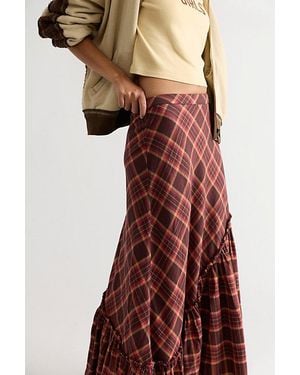 Free People Emberwood Flannel Maxi Skirt - Red