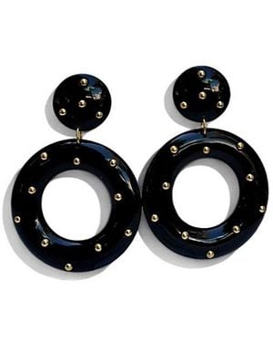 Garbage Soup 1980's Studded Hoop Statement Earrings Selected By Garbage - Black