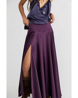 Free People Chilco Mid-Rise Side Slit Maxi Skirt - Purple