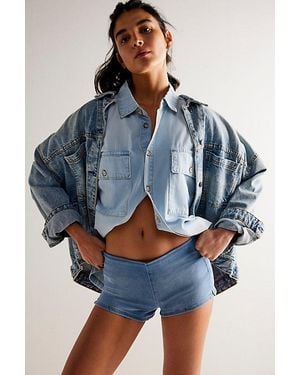 Free People We The Free Sahara Micro Denim Shorts - Blue