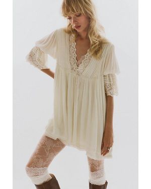 Free People Angel Wings V-Neck Babydoll Mini Dress - Natural