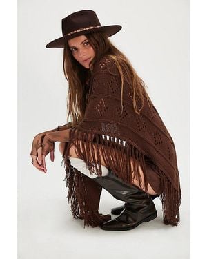 Urban Outfitters Eyelet Knit Poncho - Brown