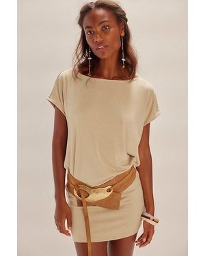 Free People Good Feels Short-Sleeve Mini Dress - Natural