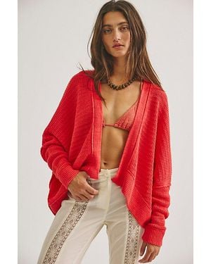 Free People Mad About You Linen Cardi - Red