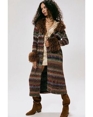 Anna Sui Faux Fur Trim Coat - Multicolor
