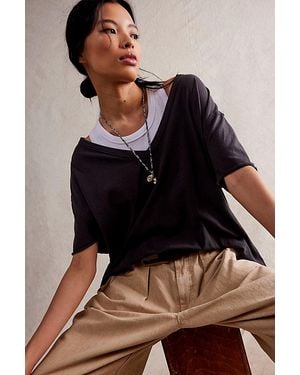 Free People Nina V-neck Tee - Black