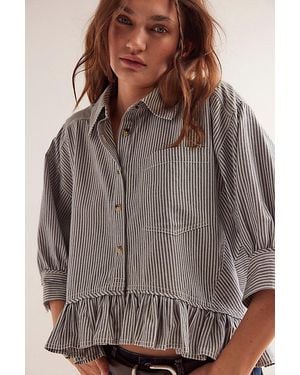 Free People Bailey Stripe Shirt - Gray