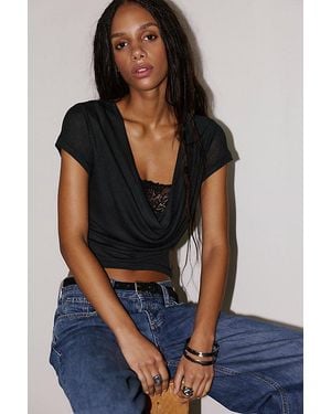 Free People Air Sign Cowl-Neck Tee - Blue