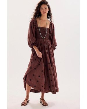 Free People Dahlia Embroidered Maxi Dress At In Burgundy Road, Size: Xs - Multicolour