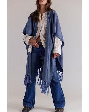 Free People Blanket Duster Wrap Top - Blue