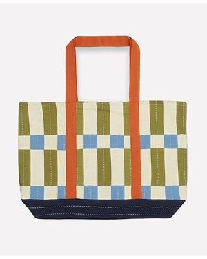 Anchal Checkered Tote - Blue