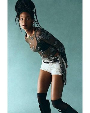 Intimately By Free People Talk To Me Embellished Long Sleeve Top By - Green