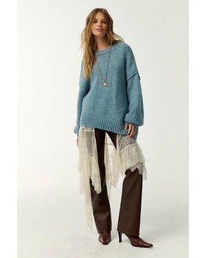 Free People Sunday Morning Asymmetric Knit Sweater - Blue