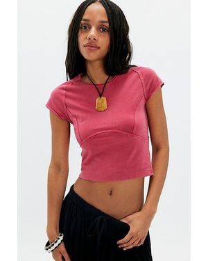 Free People Protagonist Cropped Cap Sleeve Tee - Red