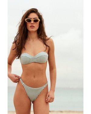 Peony Gingham Moulded Bustier Bikini Top - Multicolor