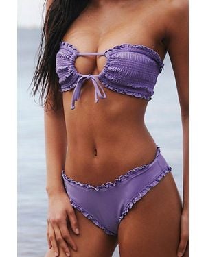 Stone Fox Cleo Smocked Bandeau Bikini Top - Blue