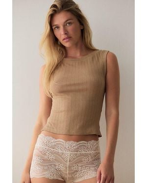 Intimately By Free People End Game Pointelle Muscle Tank Top By - Brown