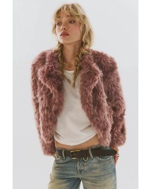 Free People Supernova Cropped Faux Fur Jacket - Brown