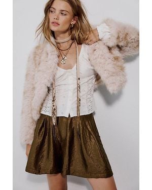 Free People Supernova Cropped Faux Fur Jacket - Multicolour