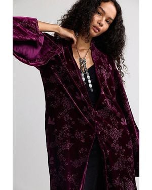 Free People Bella Velvet Duster Jacket - Red