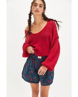Free People Day To Day Floral Boxers - Red