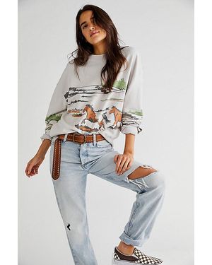 Daydreamer Running Horses Oversized Crewneck - Multicolor