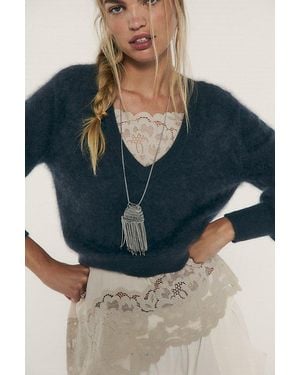 Free People Zelda Fringe Necklace - Grey