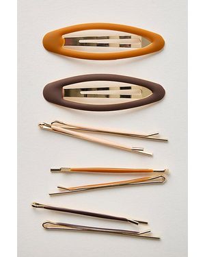 Kitsch Metal Enamel Clip & Bobby Pins Set - Gray