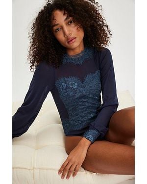 Intimately By Free People Sweet Nothings Long-Sleeve Bodysuit By - Blue