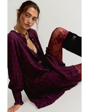 Free People Backroads Plaid Mini Dress - Red