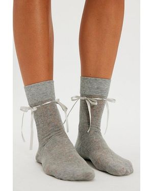 High Heel Jungle Bella Satin Bow Socks By - White