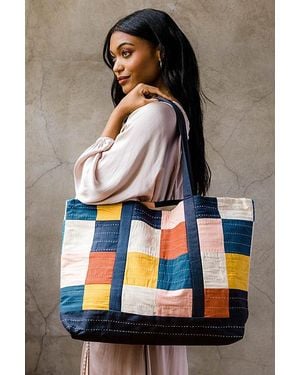 Anchal Checkered Tote - Blue