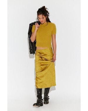 Free People Alexandra Maxi Crushed Satin Skirt Set - Yellow