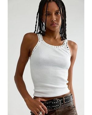 RE/DONE Multi Stud Ribbed Tank - White