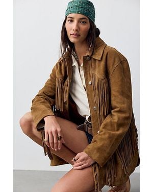 Free People Fringe Out Suede Jacket - Brown