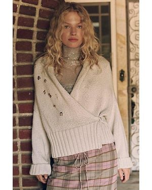 Free People Hayes Cotton Wrap Sweater - Brown