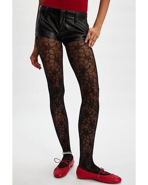 Swedish Stockings Maja Floral Tights By - Black