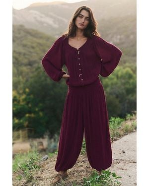 Free People Atlas Balloon Jumpsuit - Purple