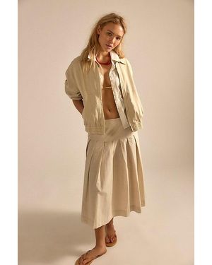 Free People Skipper Pleated Chino Midi Skirt - Natural
