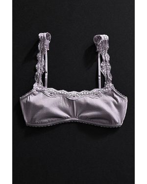 Intimately By Free People Charlie Lace Microfiber Ribbed Square-Neck Bralette By - Black