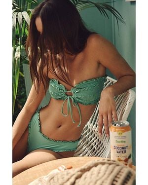 Stone Fox Cleo Smocked Bandeau Bikini Top - Green
