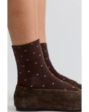 LE BON SHOPPE Polka Dot Sneaker Socks - Brown