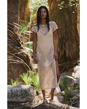 free-est Aloha Cotton-Linen Midi Dress By - Green