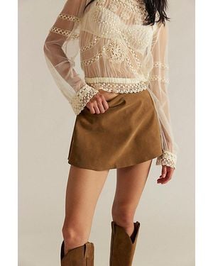 Free People Paradise Found Suede Skort - Natural