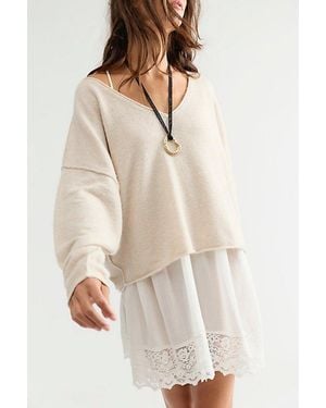 Free People See Me V-Neck Pullover - White