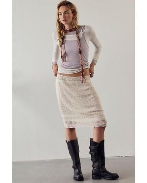 Intimately By Free People Good Company Printed Midi Slip Skirt By - Natural