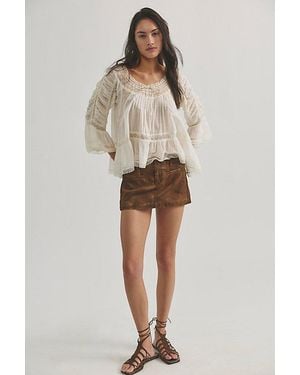 Free People Mille-Fleurs Vegan Suede Micro Skirt - Natural