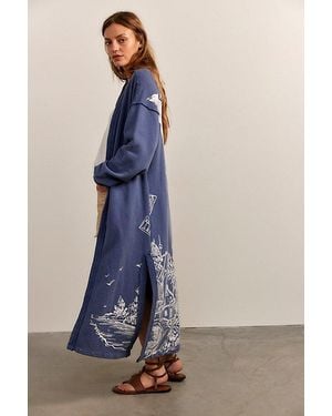 Free People Dutch Maxi Cardi - Blue