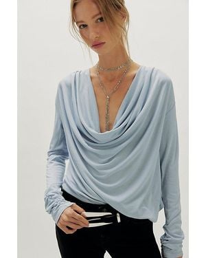 Free People Jane Draped Long Sleeve Top - Gray