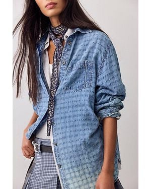 Free People Ditsy Scallop Scarf - Blue